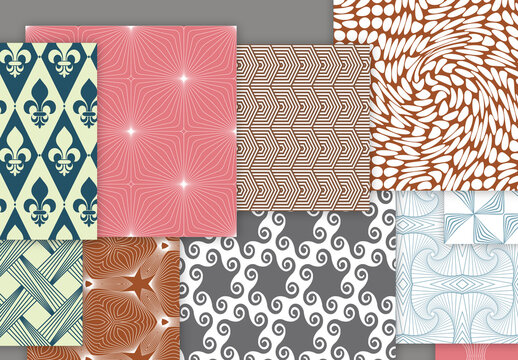 Collection of seamless geometric minimalistic patterns