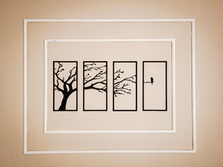 frame of tree on wall