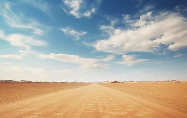 Road in the Egyptian Sahara desert. Conceptual for freedom, enjoy the journey. Empty road. 