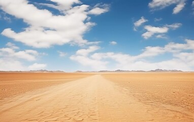 Fototapeta na wymiar Road in the Egyptian Sahara desert. Conceptual for freedom, enjoy the journey. Empty road. 