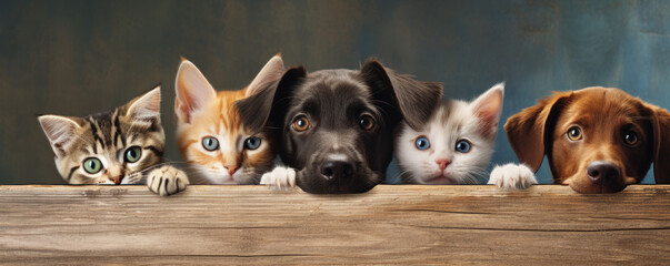 Dogs and Cats Peeking Over Web Banner
