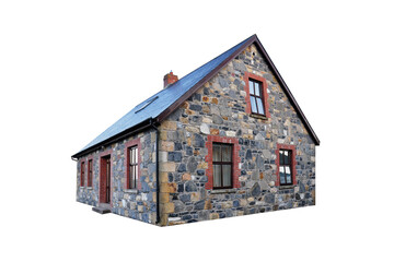 cutout of a English stone cottage isolated transparent png