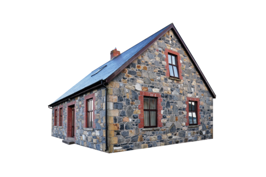 cutout of a English stone cottage isolated transparent png