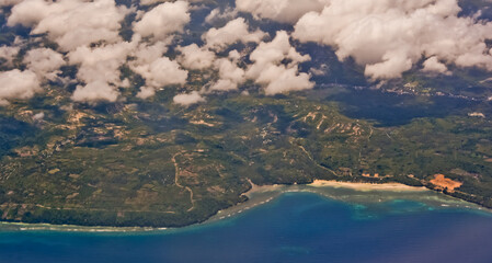 Fototapeta na wymiar aerial view of the island and blue sea
