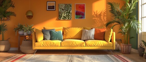 Interior of the living room. 3D illustration.