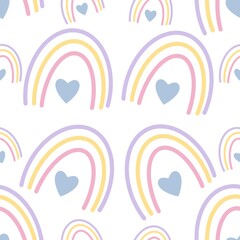 Seamless pattern with rainbows
