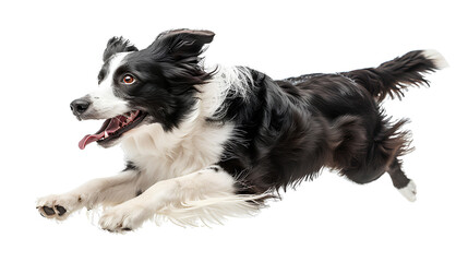 Fototapeta premium Healthy Border Collie dog jumping, isolated on transparent background