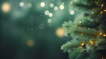 Fototapeta na wymiar Macro Christmas tree background, Christmas holidays banner