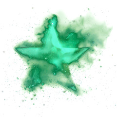 Star light green glow isolated on transparent png.