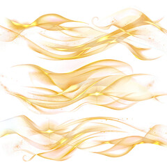 Abstract set of golden light effect isolated on transparent png.
