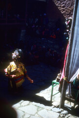 Mani Rimdu dancer, dressed as Tibetan god for harvest festival,