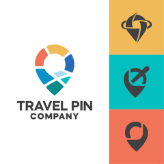 travel location pin logo collection