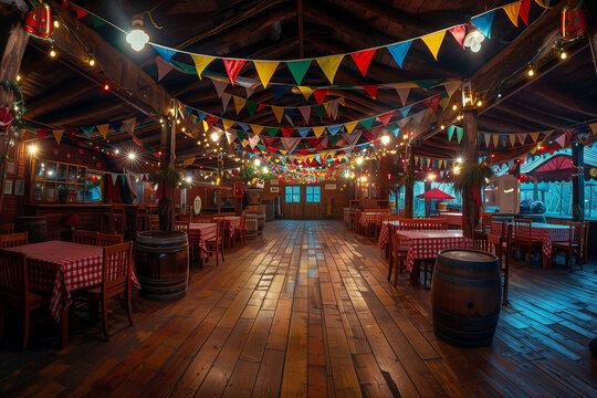 Empty traditional country and rural party venue 