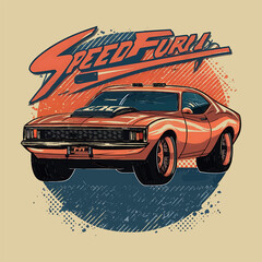 Racing car illustration T-shirt design