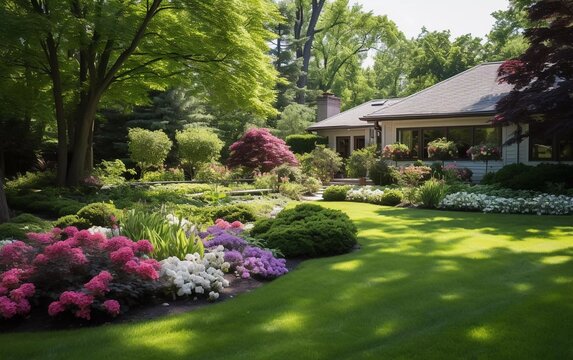 The Manicured Home and Gardens feature annual and perennial gardens that bloom in the summer.