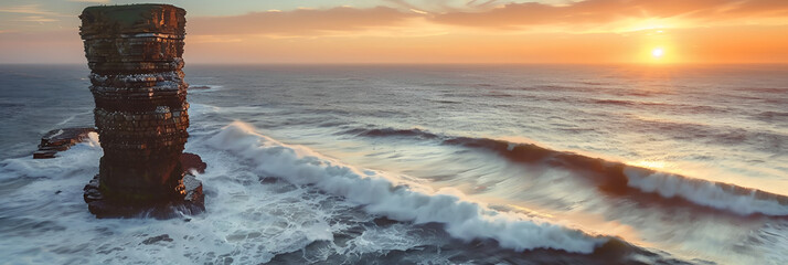 Aerial rise up cliff on sydney coastline ocean waves,

