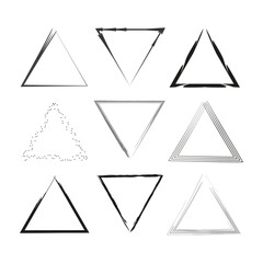 Triangle icon set. Geometric variety. Abstract designs. Vector illustration. EPS 10.