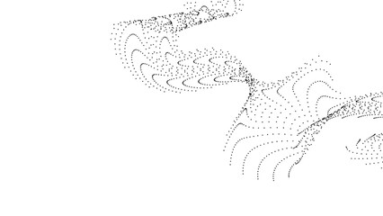 Flowing dot particles wave pattern halftone black smooth curve shape isolated on transparent background. concept of technology, science, music, modern, banner, cover, poster. vector illsutration