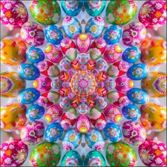 A Mesmerizing Easter Egg Kaleidoscope Effect: A Vivid and Colorful Display of Symmetry and Springtime Joy