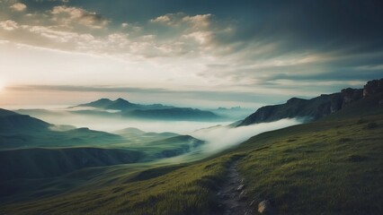 Amazing view to stunning landscape background