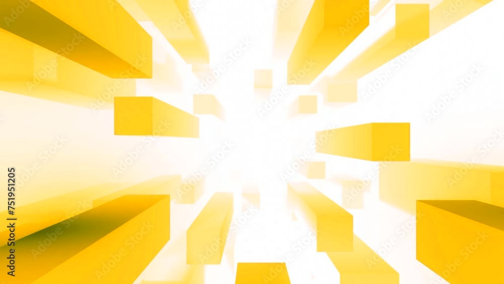 Poster animation of rectangles flying in stream. design. stream of 3d geometric platforms flying into persp