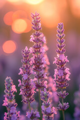Obraz premium Pink Lavender flower in the mist and fog, vertical background