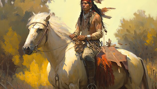 Native Americans. Portrait of Americans Indian man. American Indian chief.