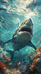 iPhone wallpaper shark under the ocean