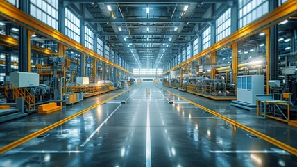 Fototapeten Vast manufacturing floor in operation showcasing the peak of industrial capability © sopiangraphics