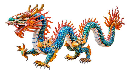 Naklejka premium dragon statue on the wall