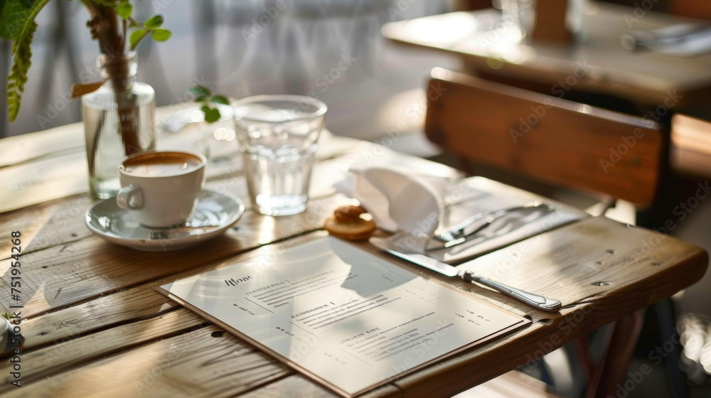 Poster a menu card with a simple design and elegant font featuring only a few items carefully selected to r
