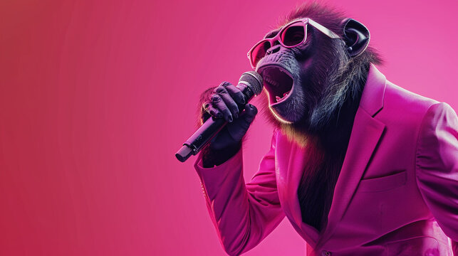 monkey  with a microphone