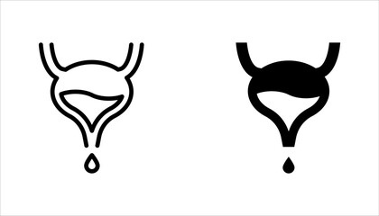 Human bladder line icon set. linear style sign for mobile concept and web design. Bladder internal organ outline vector illustration on white background