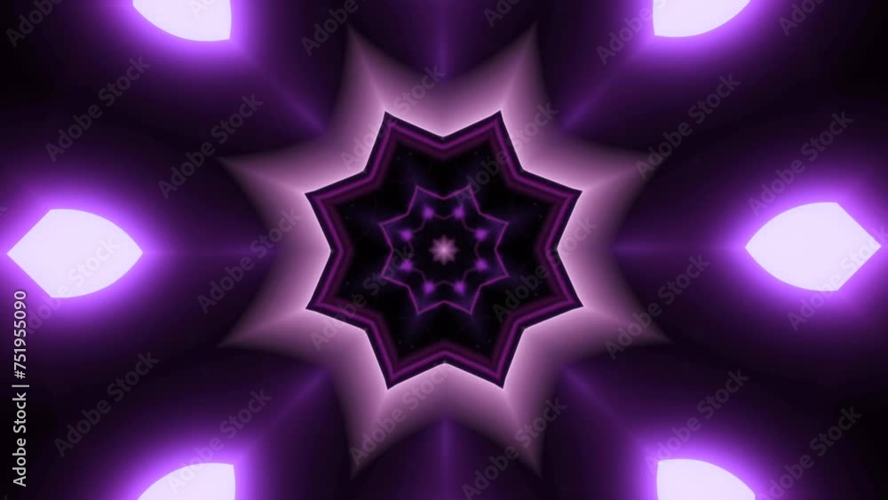 Poster Floral moving pattern with flickering light. Design. Rapid movement of pulsating and shimmering pattern in cyber jump. Tunnel with pattern in fast stream of pulsations
