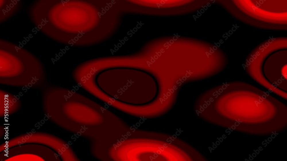 Poster animation of red and black moving evolving splotches with saturated colors