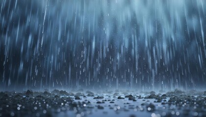 Heavy rain falling on a plain blue background. 