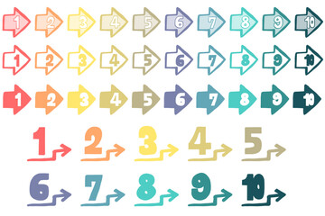 手描きのカラフルな数字アイコンセット