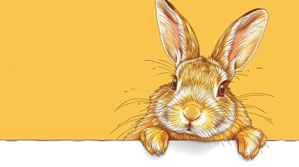 Obraz premium rabbit with blank white board 