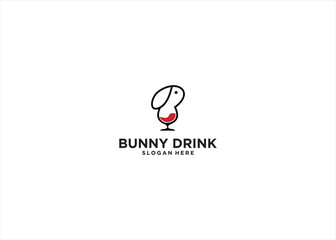 Wine Bunny Logo Stock Vector