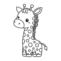 Line art of giraffe cartoon vector