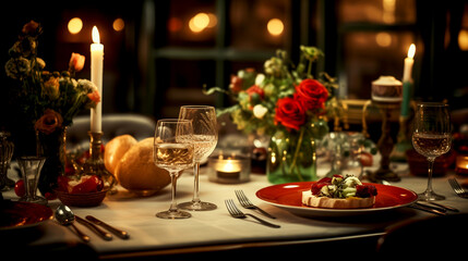 Romantic Dinner in a Restaurant - Table Setting