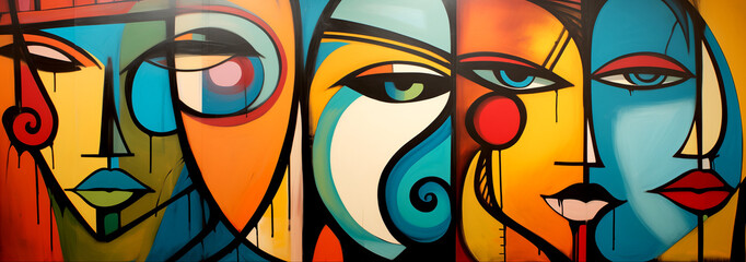 Graffiti Colorful Women - Cubism