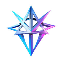 3d render of a pentagram in blue and pink colors isolated on transparent background