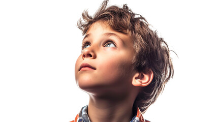 Obraz premium Young Boy Looking Up on a transparent background