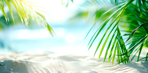 Fototapeta na wymiar Palm Tropical Paradise by the Ocean