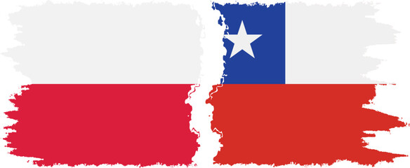 Chile and Poland grunge flags connection vector