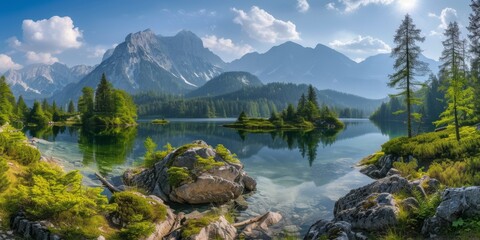 Serene Mountain Lake Landscape