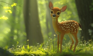 Enchanted Forest Fawn in Sunlight