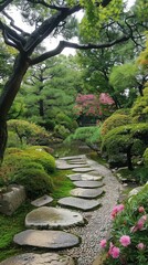 Fototapeta na wymiar Tranquil Japanese Garden Pathway