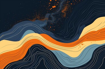 Abstract Artistic Representation of Cosmic Waves and Stars